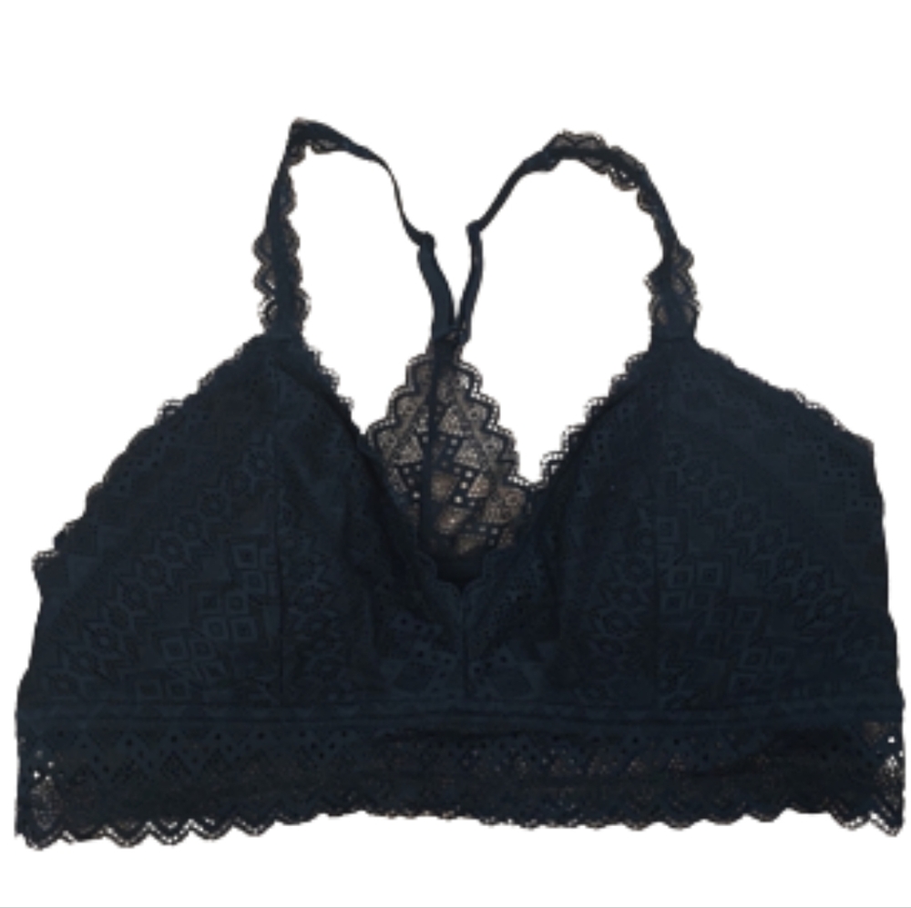 Auden black lace triangle padded bralette size L